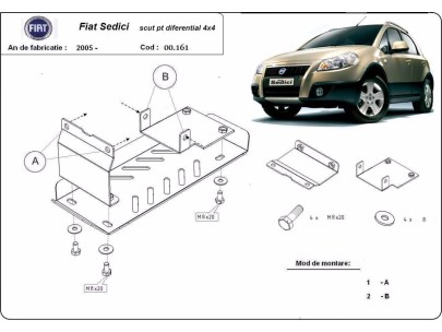 Oceľový kryt diferenciálu Fiat Sedici (2005-2014) 2