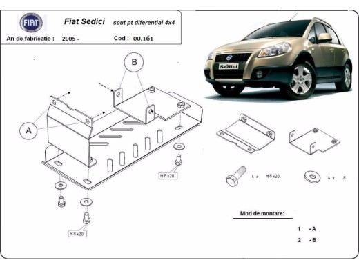 Oceľový kryt diferenciálu Fiat Sedici (2005-2014)Fiat Sedici