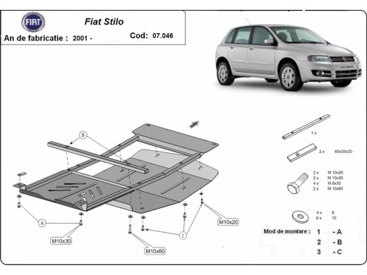 Oceľový kryt motora Fiat Stilo (2001-2010)Fiat Stilo