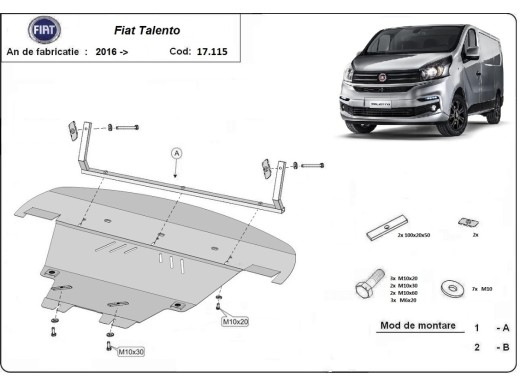 Oceľový kryt motora Fiat Talento (2016-2021)Fiat Talento