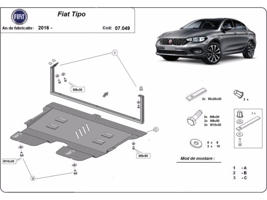 Oceľový kryt motora Fiat Tipo (2015-2026)