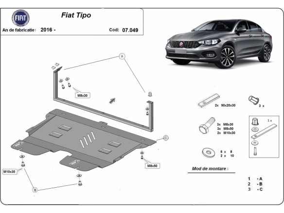 Oceľový kryt motora Fiat Tipo (2015-2026)
