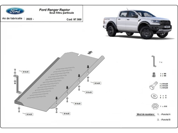 Oceľový kryt DPF Ford Ranger Raptor (2020-2023)Ford Ranger Raptor