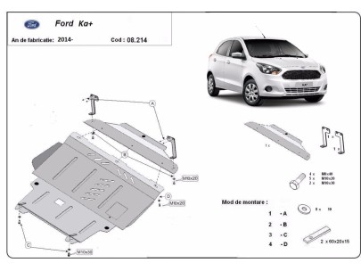 Oceľový kryt motora Ford KA+ (2014-2020) 2