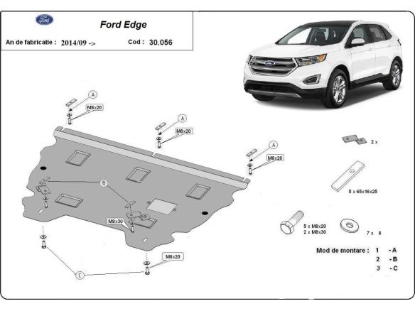 Oceľový kryt motora Ford Edge (2014-2021)Ford Edge