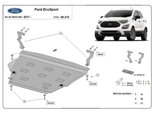 Oceľový kryt motora Ford EcoSport (2017-2025)Ford EcoSport