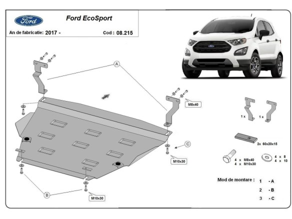 Oceľový kryt motora Ford EcoSport (2017-2025)Ford EcoSport