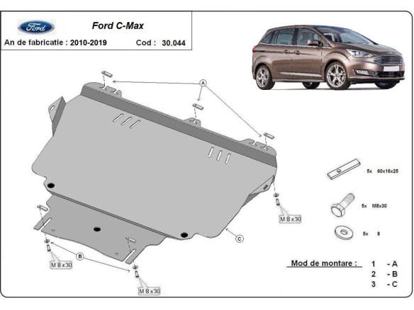 Oceľový kryt motora Ford C - Max (2010-2019)Ford C-Max