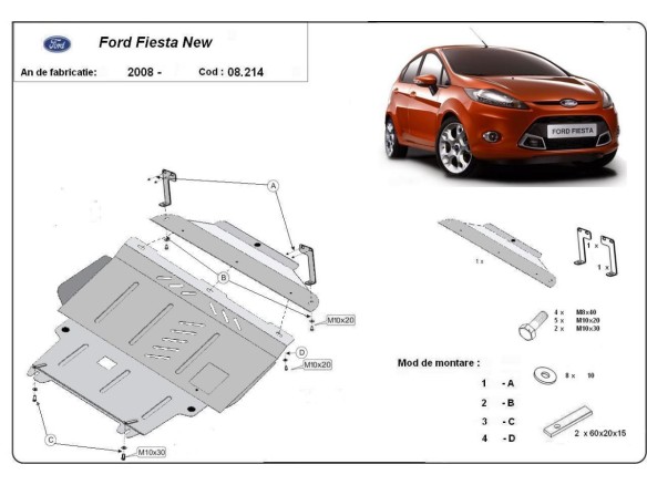 Oceľový kryt motora Ford Fiesta (2008-2016)Ford Fiesta