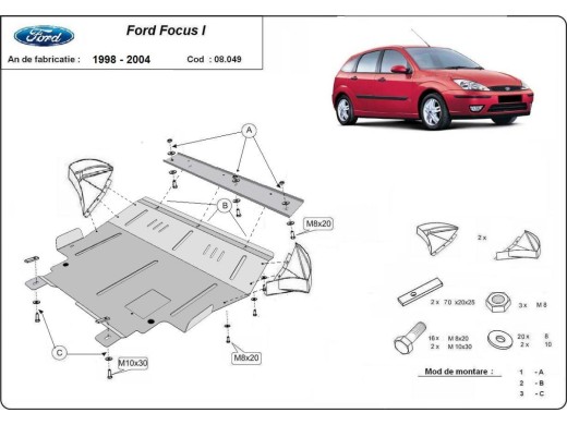 Oceľový kryt motora Ford Focus 1 (1998-2004)Ford Focus
