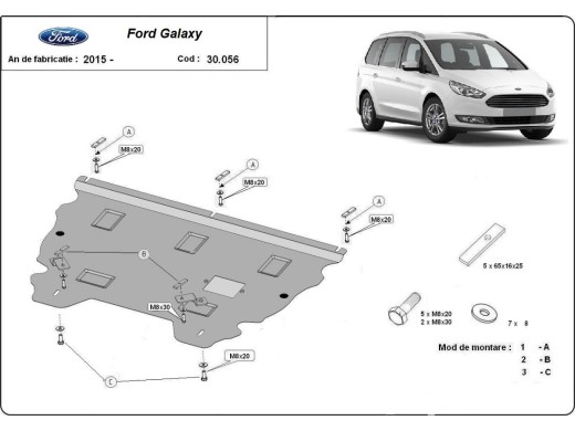 Oceľový kryt motora Ford Galaxy 3 (2015-2022)Ford Galaxy