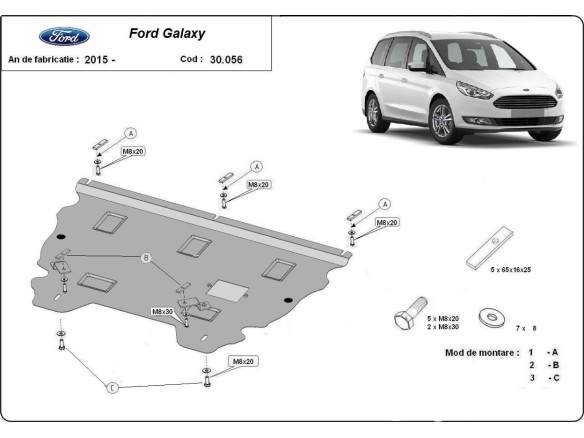 Oceľový kryt motora Ford Galaxy 3 (2015-2022)Ford Galaxy