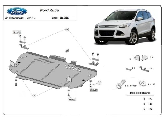 Oceľový kryt motora Ford Kuga (2013-2019)Ford Kuga