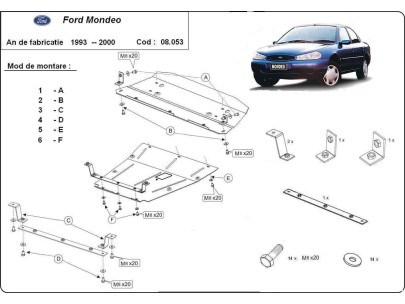 Oceľový kryt motora Ford Mondeo 1,2 (1992-2000) 2