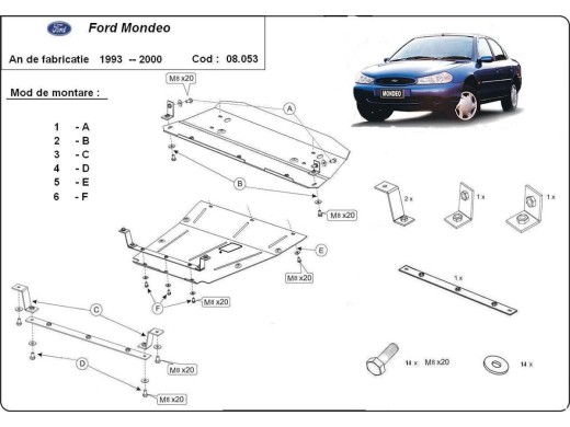 Oceľový kryt motora Ford Mondeo 1,2 (1992-2000)Ford Mondeo