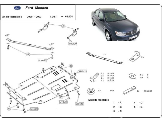 Oceľový kryt motora Ford Mondeo 3 (2000-2006)Ford Mondeo