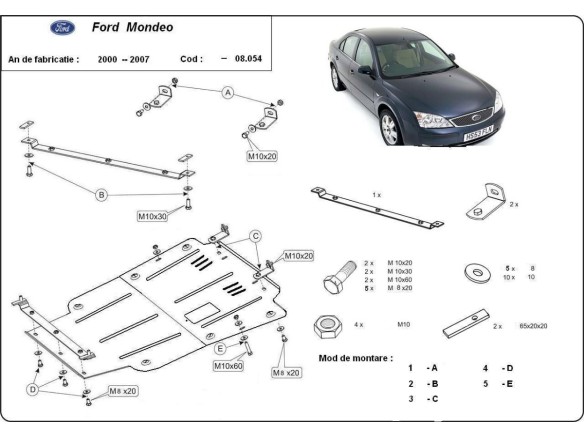 Oceľový kryt motora Ford Mondeo 3 (2000-2006)Ford Mondeo