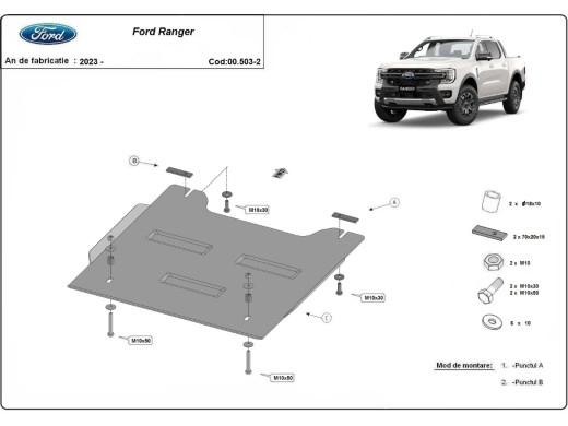 Oceľový kryt reduktora Ford Ranger (2023-2026)