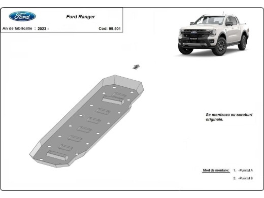 Oceľový kryt palivovej nádrže Ford Ranger (2023-2025)Ford Ranger
