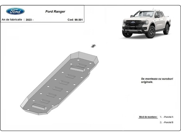 Oceľový kryt palivovej nádrže Ford Ranger (2023-2026)