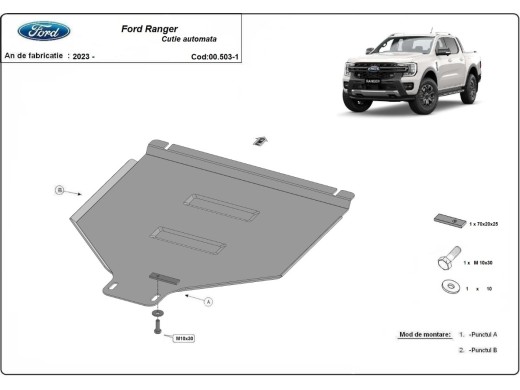 Oceľový kryt prevodovky automat Ford Ranger (2023-2025)Ford Ranger