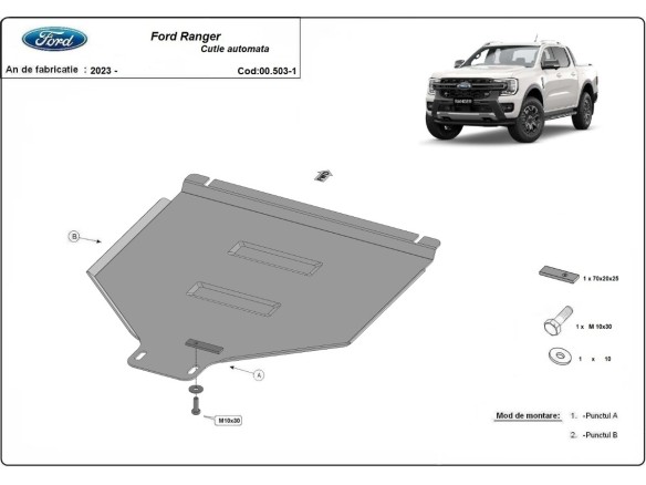 Oceľový kryt prevodovky automat Ford Ranger (2023-2026)