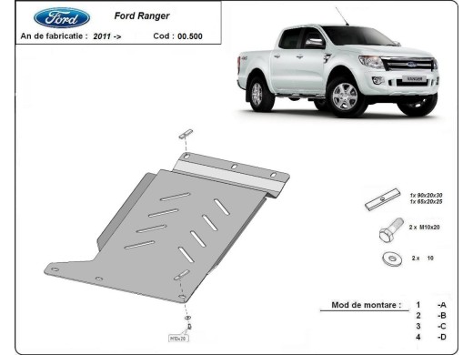 Oceľový kryt prevodovky Ford Ranger (2011-2020)Ford Ranger