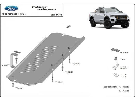 Oceľový kryt DPF Ford Ranger (2020-2023)Ford Ranger