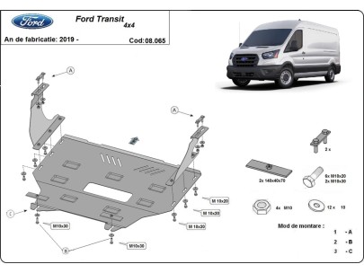 Oceľový kryt motora Ford Transit - FWD (2020-2025)Ford Transit
