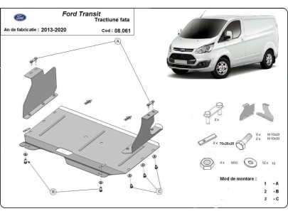 Oceľový kryt motora Ford Transit - FWD (2020-2025)Ford Transit 2