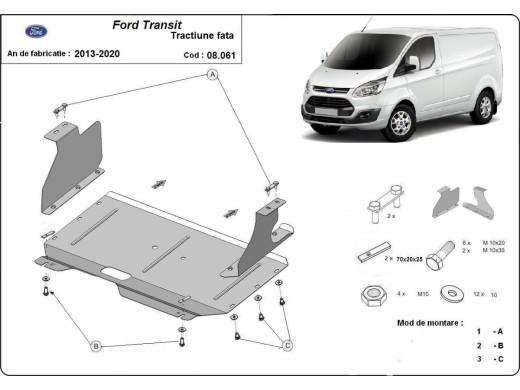 Oceľový kryt motora Ford Transit (2013-2020)Ford Transit