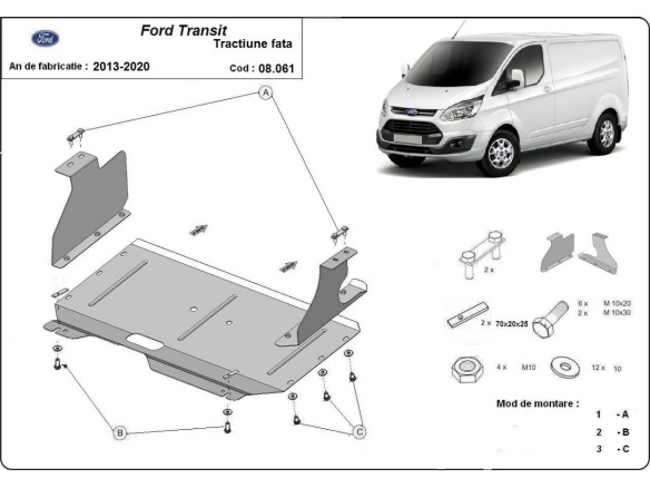 Oceľový kryt motora Ford Transit (2013-2020)Ford Transit