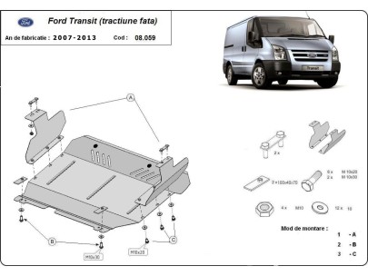 Oceľový kryt motora Ford Transit - FWD (2020-2025)Ford Transit 2