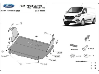 Oceľový kryt motora Ford Transit Custom - FWD (2020-2023) 2