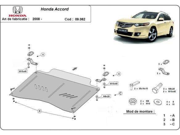Oceľový kryt motora Honda Accord (2008-2012)Honda Accord