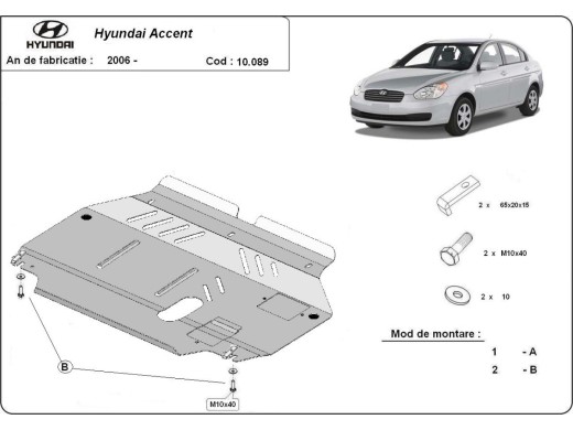 Oceľový kryt motora Hyundai Accent (2005-2010)Hyundai Accent