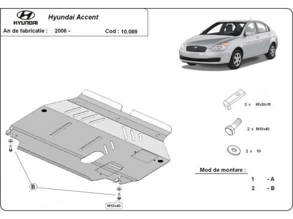 Oceľový kryt motora Hyundai Accent (2005-2010)Hyundai Accent