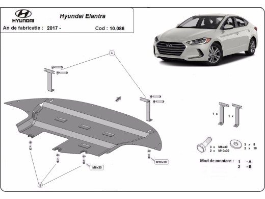 Oceľový kryt motora Hyundai Elantra (2016-2020)Hyundai Elantra