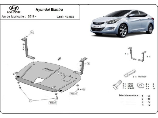 Oceľový kryt motora Hyundai Elantra 2 (2011-2016)Hyundai Elantra