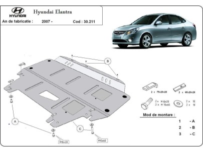 Oceľový kryt motora Hyundai Elantra 1 (2007-2011) 2
