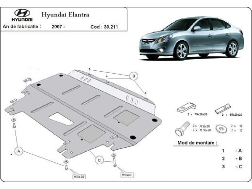 Oceľový kryt motora Hyundai Elantra 1 (2007-2011)Hyundai Elantra