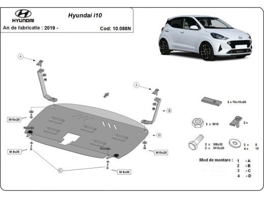 Oceľový kryt motora Hyundai i10 (2019-2025)Hyundai i10