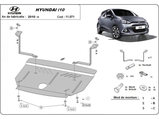 Oceľový kryt motora Hyundai i10 (2012-2017)Hyundai i10