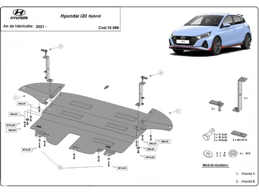 Oceľový kryt motora Hyundai i20 Hybrid (2021-2025)Hyundai i20