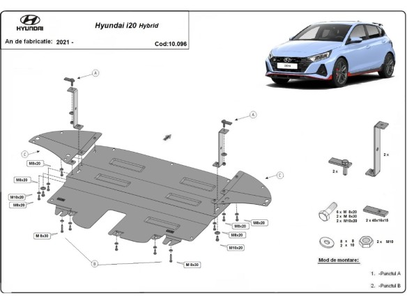 Oceľový kryt motora Hyundai i20 Hybrid (2021-2026)