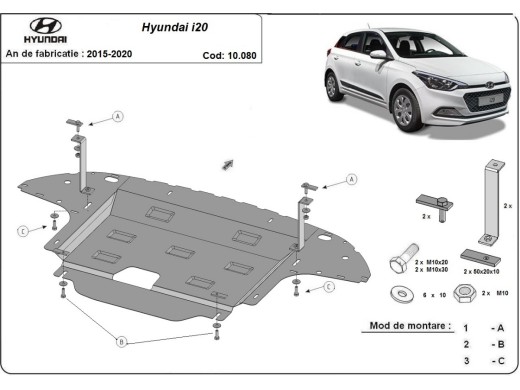 Oceľový kryt motora Hyundai i20 (2015-2020)Hyundai i20