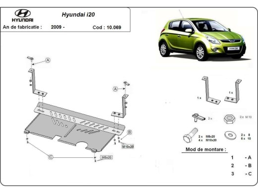 Oceľový kryt motora Hyundai i 20 (2009-2014)Hyundai i20