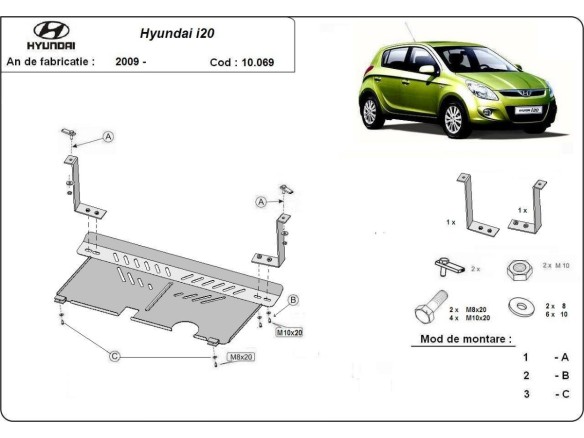 Oceľový kryt motora Hyundai i 20 (2009-2014)Hyundai i20