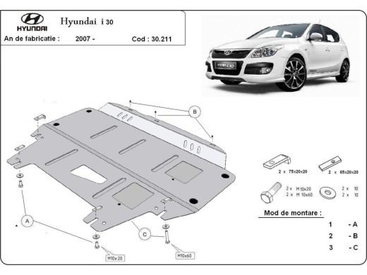 Oceľový kryt motora Hyundai I30 (2007-2011)Hyundai i30