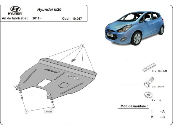 Oceľový kryt motora Hyundai ix20 (2011-2019)Hyundai ix20
